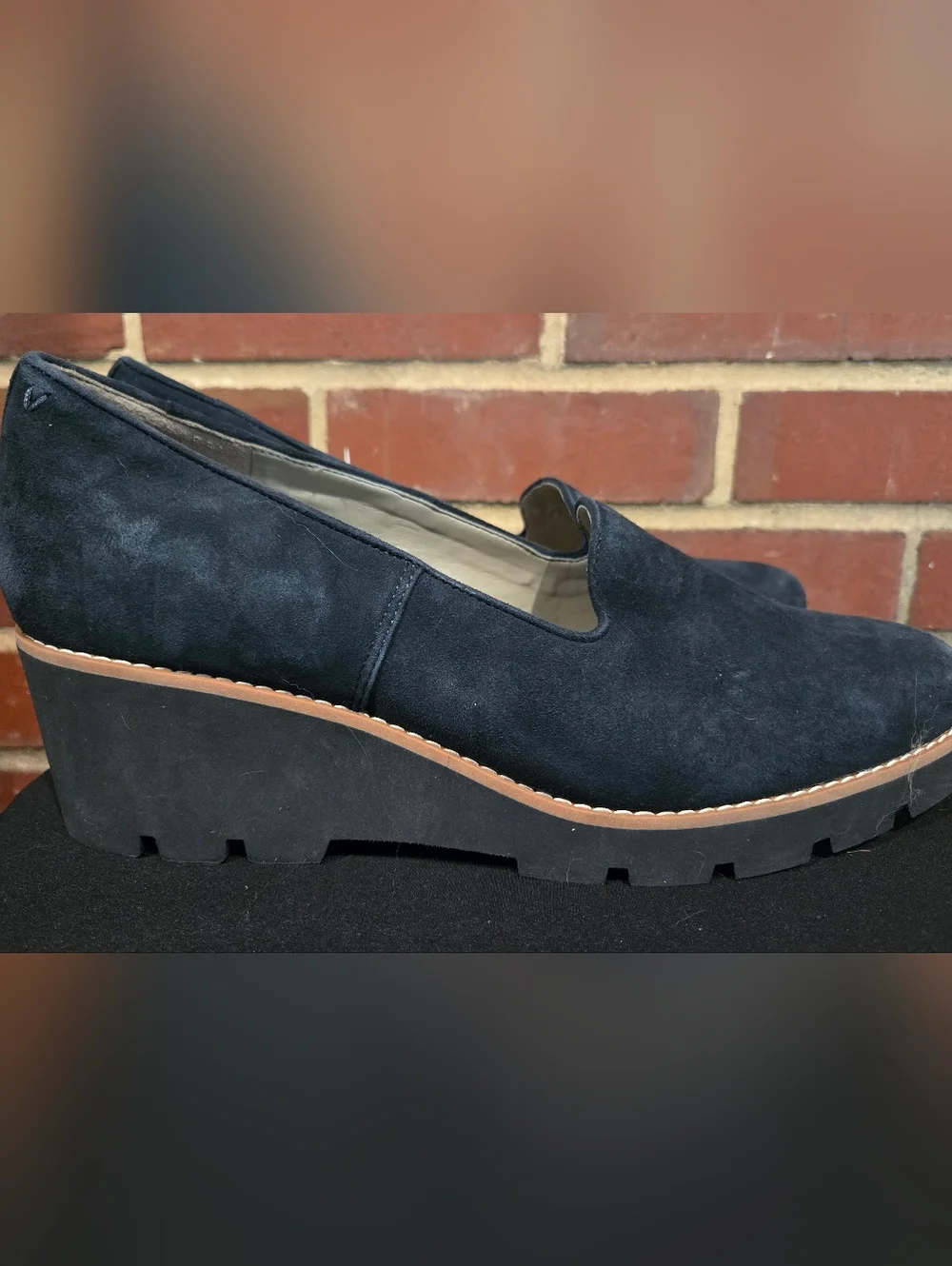 Vionic Willa Wedge Water Repellent Navy‎ Suede Slip On Loafers Comfort Size 11